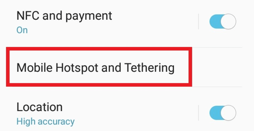 Open Mobile Hotspot and Tethering Setting in Android