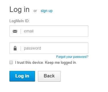 Password and Forget Password Screenshot in Logmein