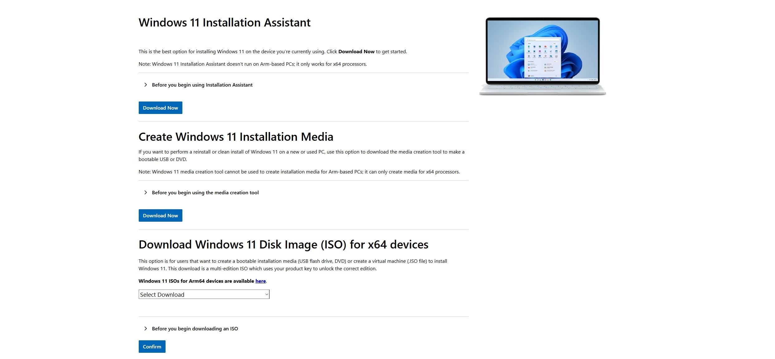 The official Microsoft Windows 11 software download webpage