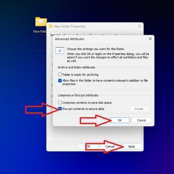 Windows EFS folder and file step 3