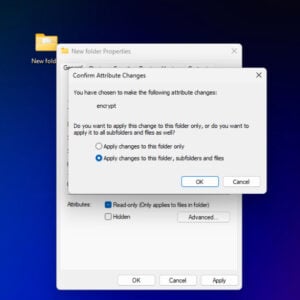Windows EFS folder and file step 1