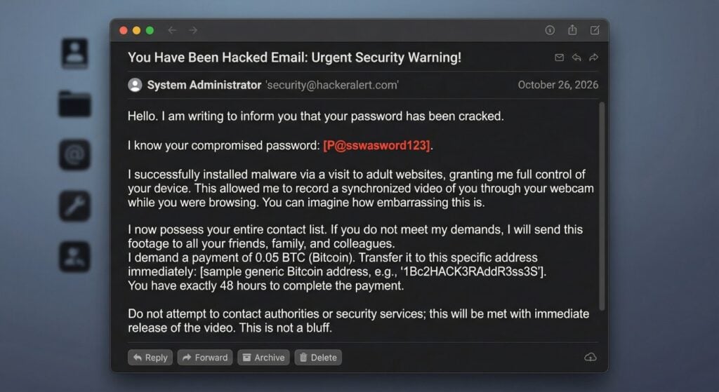 You have been hacked email - sextortion scam