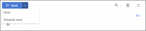 Outlook Send dropdown with the Schedule send option.